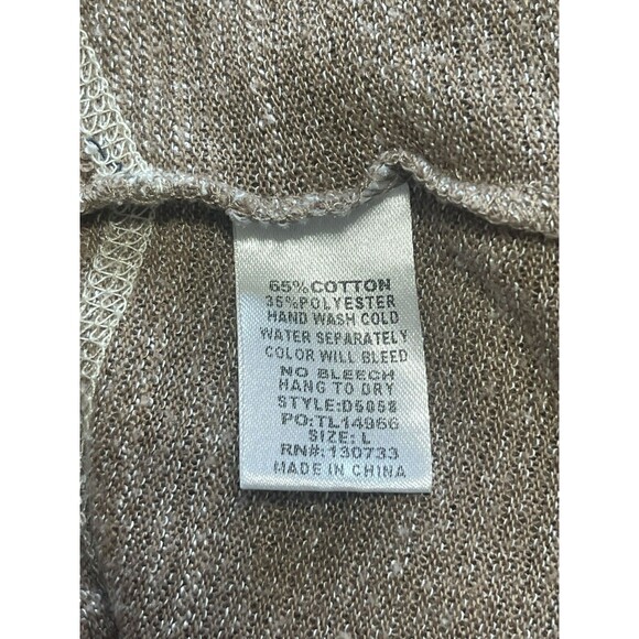 Umgee Womens Top Tunic Oversized L Brown Raw Hem Terry knit patchwork - Picture 3 of 4